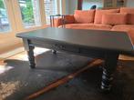 Massief Eiken Salontafel Zwart Landelijk met Lade, Ophalen, Gebruikt, 100 tot 150 cm, Eikenhout