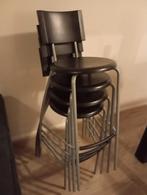 Stapelbare stoelen set / Barkrukken, Gebruikt, Zwart, Ophalen of Verzenden, Vier