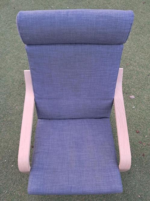Ikea Poang stoel met voetenbank grijze stof zgan, Huis en Inrichting, Fauteuils, Zo goed als nieuw, Stof, Ophalen