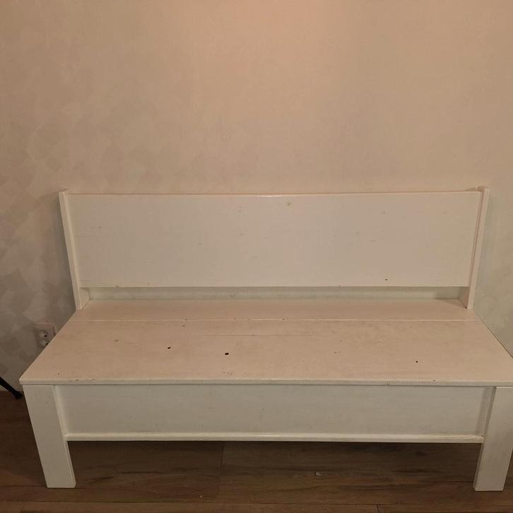 Witte Klapbank met Opbergruimte, Antiek en Kunst, Antiek | Meubels | Stoelen en Banken, Ophalen
