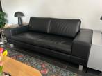 Leolux Antipode 2,5 zits Bank Zwart Leer + Hocker, Huis en Inrichting, Ophalen, Gebruikt, Minder dan 75 cm, 150 tot 200 cm