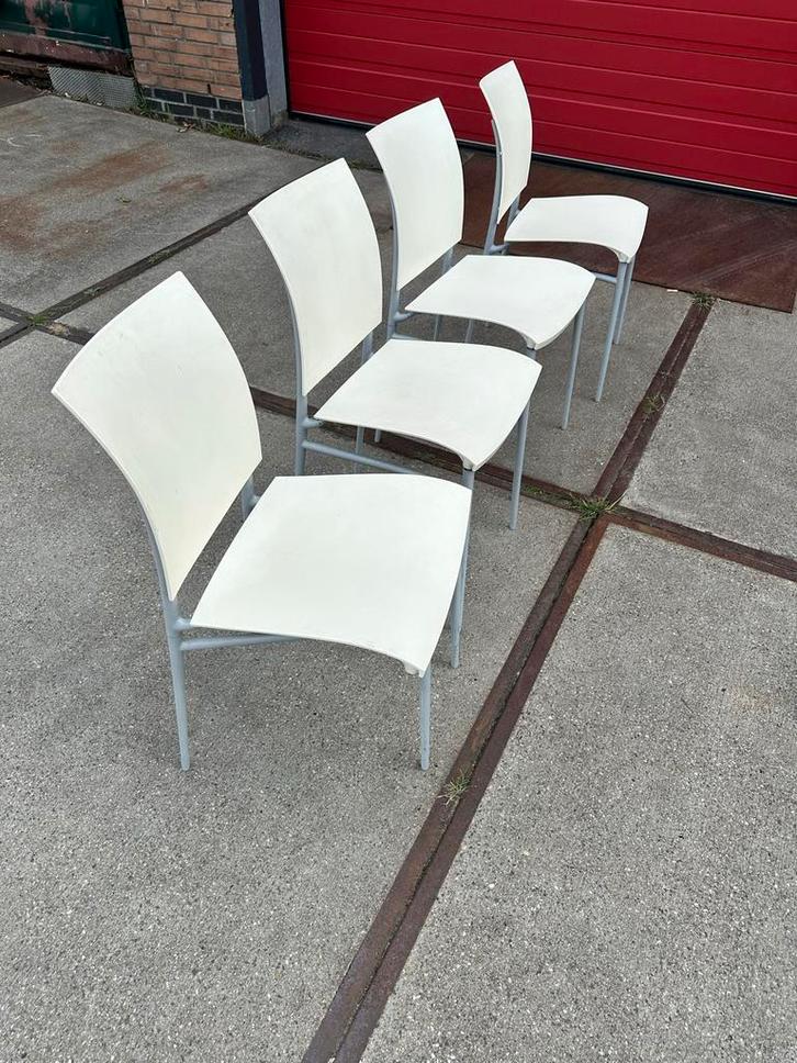 Cassina designer Klapstoelen - Set van 5 Stoelen, Huis en Inrichting, Stoelen, Gebruikt, Vijf, Zes of meer stoelen, Metaal, Wit