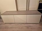 Jysk tv meubel JERNVED 150x45x45cm grijs hoogglans wit, Ophalen, 100 tot 150 cm, Zo goed als nieuw, Minder dan 100 cm