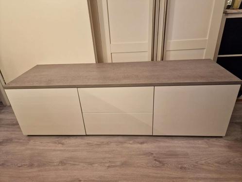 Jysk tv meubel JERNVED 150x45x45cm grijs hoogglans wit, Huis en Inrichting, Kasten | Televisiemeubels, Zo goed als nieuw, Minder dan 100 cm