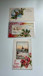 Nieuwjaar landelijk sneeuwlandschap,reliëf.hulst,bloemen, Verzamelen, Ansichtkaarten | Themakaarten, Ophalen of Verzenden, Voor 1920