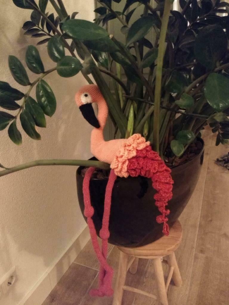 gehaakte reuze flamingo, " flammy", Ophalen of Verzenden, Nieuw, Haken, Overige typen