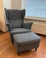 Ikea STRANDMON wing chair with footstool, Huis en Inrichting, Ophalen, Zo goed als nieuw