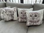 Kussen Set Uil & Hert - 4 Stuks, Ophalen of Verzenden, Gebruikt, Grijs, Vierkant