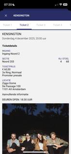 Kensington 4 dec Ziggo 2 zitplaatsen 50% korting!!, Tickets en Kaartjes, Twee personen, December