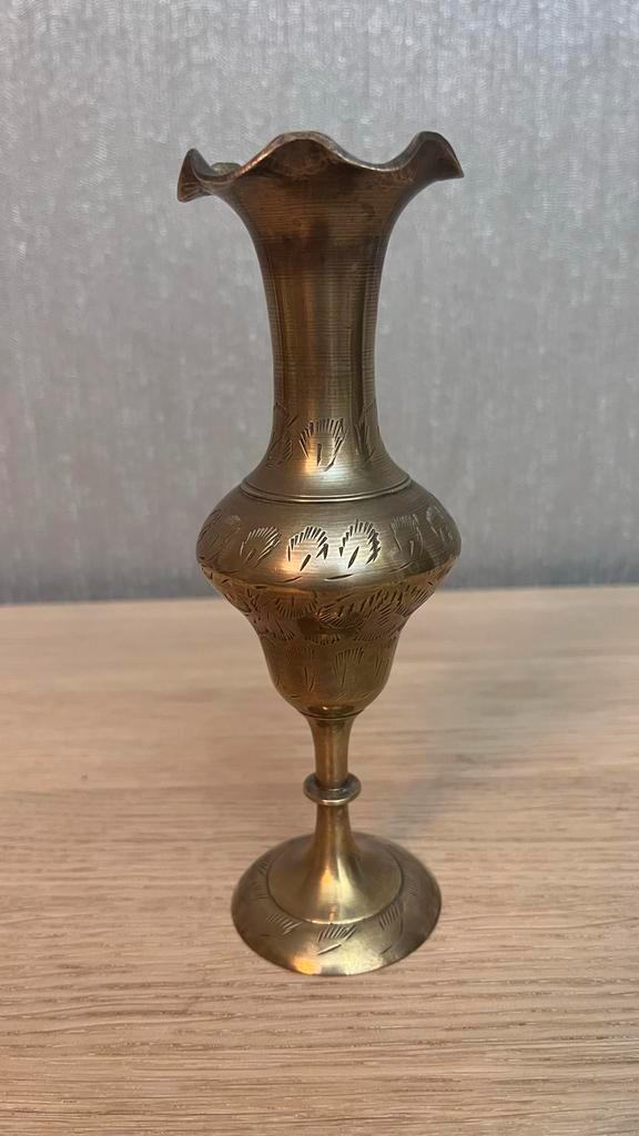 Vintage indiaans messing vaasje, Antiek en Kunst, Antiek | Kandelaars, Koper of Brons, Ophalen of Verzenden