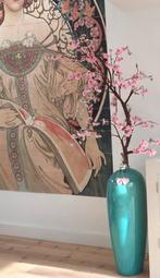 Hoge Vaas  turquoise (80cm) met Bloesemtak, Huis en Inrichting, Woonaccessoires | Vazen, Ophalen, Overige materialen, Overige kleuren