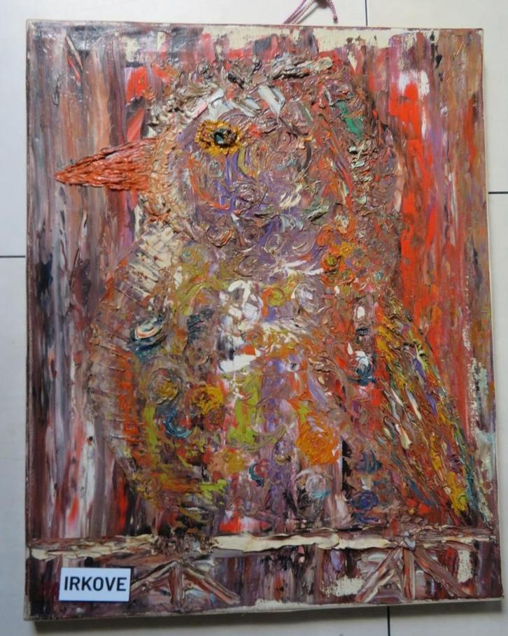 OLIEVERF * KLEURIGE VOGEL * Op Doek *, Antiek en Kunst, Kunst | Schilderijen | Modern, Verzenden