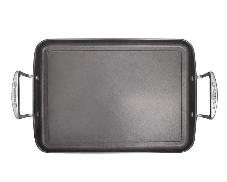 Le Creuset plancha XL, 34 cm, Huis en Inrichting, Keuken | Potten en Pannen, Zo goed als nieuw, Koekenpan of Braadpan, Rvs, Ophalen of Verzenden