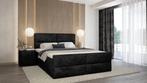 ACTIE Opberg Boxspring 140 x 200 Velvet Croco Zwart, Zwart, 200 cm, Modern, Nieuw