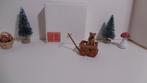 Oud houten bolderkar beer poppenhuis speelgoed miniaturen, Verzenden, Poppenhuis