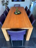 8 stijlvolle Design on Stock stoelen met eikenhouten tafel, Huis en Inrichting, Stoelen, Ophalen, Overige kleuren, Leer, Zo goed als nieuw