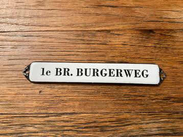 Emaille deurpostje 1e Branden Burgerweg ca 1950 beschikbaar voor biedingen