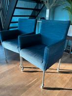 6 eetkamerstoelen met wieltjes, Huis en Inrichting, Stoelen, Ophalen of Verzenden, Gebruikt, Blauw, Vier