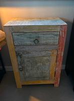 Gerecycled houten kastje nachtkastje, Ophalen, 55 tot 70 cm, Zo goed als nieuw, 45 tot 65 cm