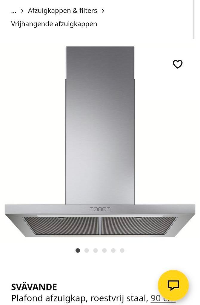 SVÄVANDE Plafond Afzuigkap - RVS, 90cm - minimaal gebruikt, Witgoed en Apparatuur, Afzuigkappen, Nieuw, Inbouw, Eilandschouwkap