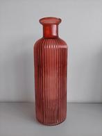 Roze Geribbelde Vaas - 36cm hoog, Ophalen of Verzenden, Minder dan 50 cm, Rood, Glas