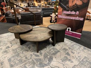 Salontafel Binotti 3 delig Mangohout Direct/Leverbaar E-6041 beschikbaar voor biedingen