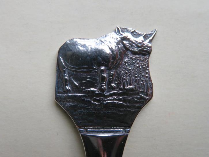 Verzilverd lepeltje WWF Neushoorn, Antiek en Kunst, Antiek | Bestek, Verzenden