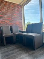 Gratis eetstoelen – bruin leer met wieltjes, Huis en Inrichting, Stoelen, Ophalen, Gebruikt