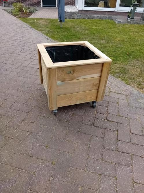 Bloembak plantenbak met wielen hout, Tuin en Terras, Bloembakken en Plantenbakken, Nieuw, Hout, Binnen, Balkon, Tuin, 30 tot 60 cm