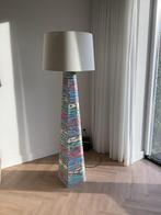 Mooie Vloerlamp van geverfd steigerhout met een linnen kap, 150 tot 200 cm, Zo goed als nieuw, Hout, Ophalen