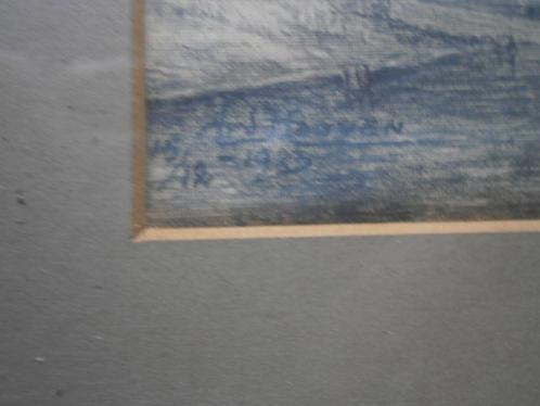 Oude Tek. 1933?? v/e Boer/Kar/Paard/Ophaalbrug gesigneerd, Antiek en Kunst, Kunst | Tekeningen en Foto's, Ophalen of Verzenden