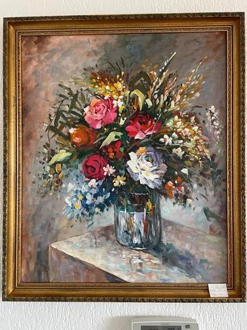 Bloemen in vaas - Olieverfschilderij beschikbaar voor biedingen
