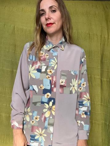Vintage blouse, maat 42/XL - bloemenprint - 90's beschikbaar voor biedingen