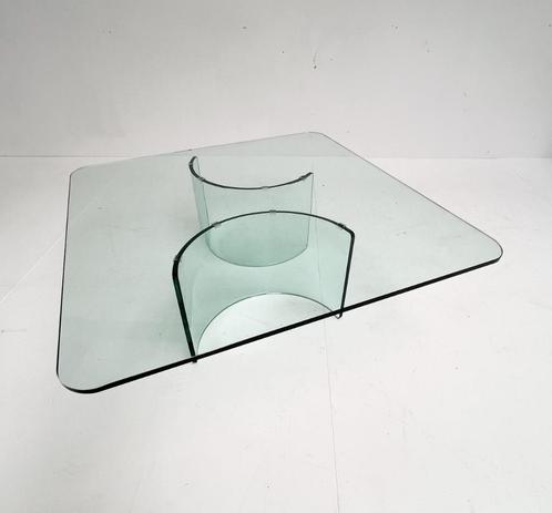 Moderne Italiaanse glazen salontafel, 1080's, Huis en Inrichting, Tafels | Salontafels, Gebruikt, Minder dan 50 cm, 100 tot 150 cm
