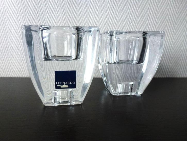 Leonardo zwaar kristallen waxinelichthouders / kaarshouders, Huis en Inrichting, Woonaccessoires | Kandelaars en Kaarsen, Zo goed als nieuw