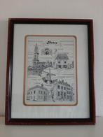 Ingelijste glasgravure Rhenen, Antiek en Kunst, Ophalen of Verzenden