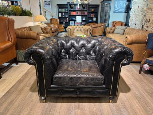 Gave Chesterfield clubfauteuil Vintage Zwart van Lifestyle, Huis en Inrichting, Fauteuils, Ophalen of Verzenden