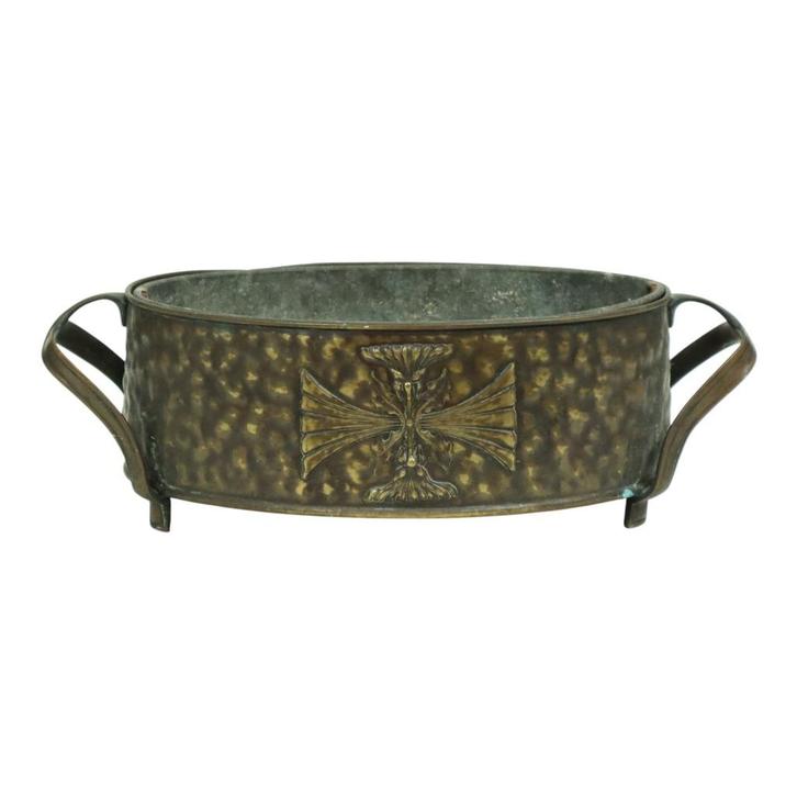 Antieke Art Nouveau Messing Jardinière Plantenbak, Antiek en Kunst, Antiek | Koper en Brons, Koper, Ophalen of Verzenden