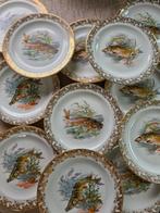 Frans porseleinen borden vis decor met gouden rand, Ophalen of Verzenden