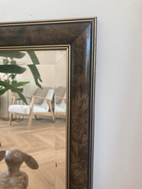 Marmerlook spiegel met geslepen glas, goud/bruin, Huis en Inrichting, Woonaccessoires | Spiegels, Ophalen of Verzenden
