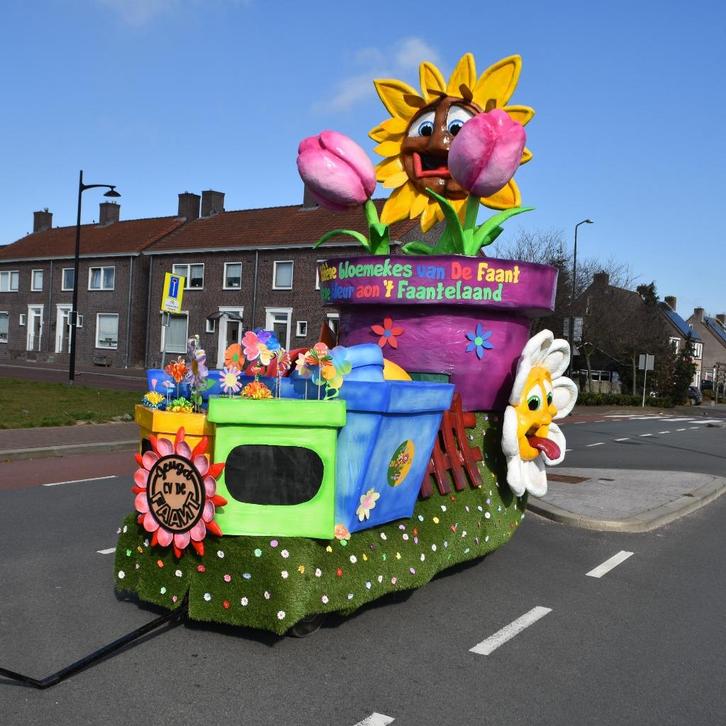 Carnavalswagen in thema bloemen, Hobby en Vrije tijd, Overige Hobby en Vrije tijd, Zo goed als nieuw, Ophalen