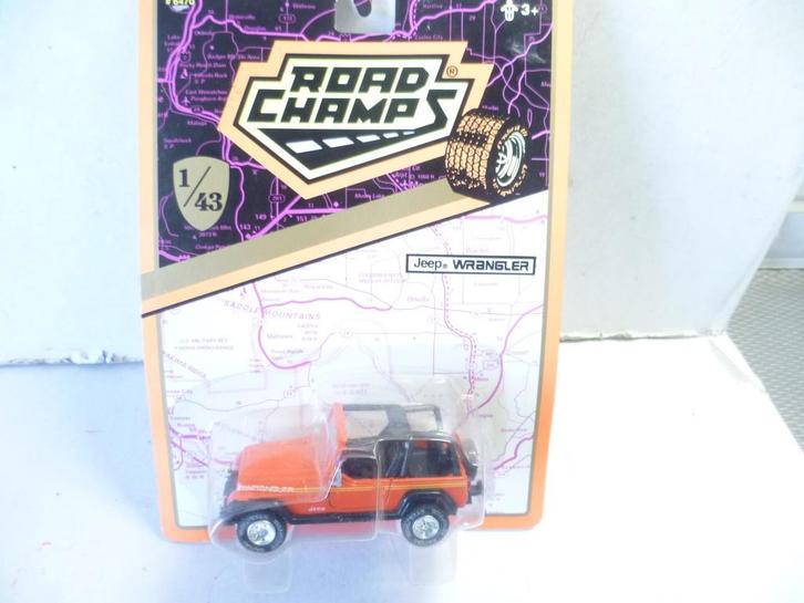 Road Champs 1995 Jeep Wrangler rood 1:43 modelauto, Hobby en Vrije tijd, Modelauto's | 1:43, Nieuw, Auto, Overige merken, Ophalen of Verzenden