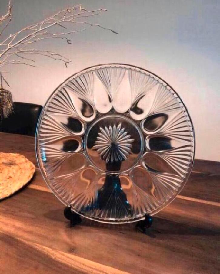 💝 Vintage gebakschaal koekjesschaal koekjesbord persglas, Antiek en Kunst, Antiek | Glas en Kristal, Ophalen of Verzenden