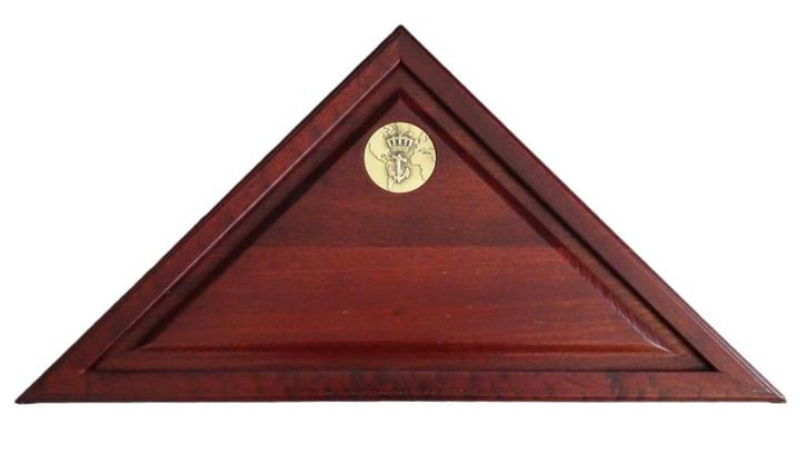 Korps Mariniers houten driehoekige Vlaggenvitrine, Huis en Inrichting, Kasten | Vitrinekasten, Nieuw, Minder dan 100 cm, 50 tot 100 cm