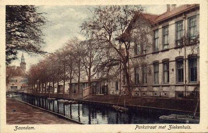 Zaandam. - Parkstraat met Ziekenhuis. - ongelopen, Verzamelen, Ansichtkaarten | Nederland, Ongelopen, Noord-Holland, Voor 1920