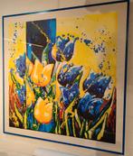 Roelof Hofman -Colour Delight-Zeefdruk, tulpen 90 cm x 90 cm, Antiek en Kunst, Ophalen