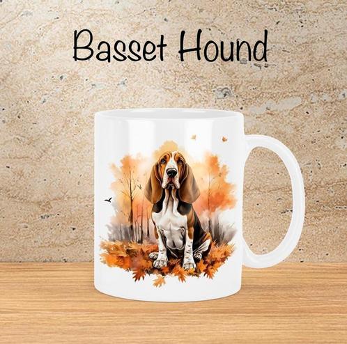 Basset Hound Herfstmok, Huis en Inrichting, Keuken | Servies, Nieuw, Kop(pen) en/of Schotel(s), Overige stijlen, Ophalen of Verzenden
