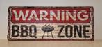 BBQ, metaal wandbord, warning, warning BBQ zone, Ophalen of Verzenden, Nieuw