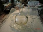 kristallen karaf set met 2 glaasjes en een onderblad, Ophalen of Verzenden, Gebruikt, Kristal, Overige typen