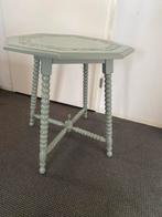 Groen tafeltje, Huis en Inrichting, Tafels | Bijzettafels, Rond, 55 tot 75 cm, Oud, Hout